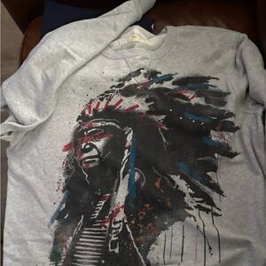 Polo by Ralph Lauren Gray Graphic Crew Neck Sweater